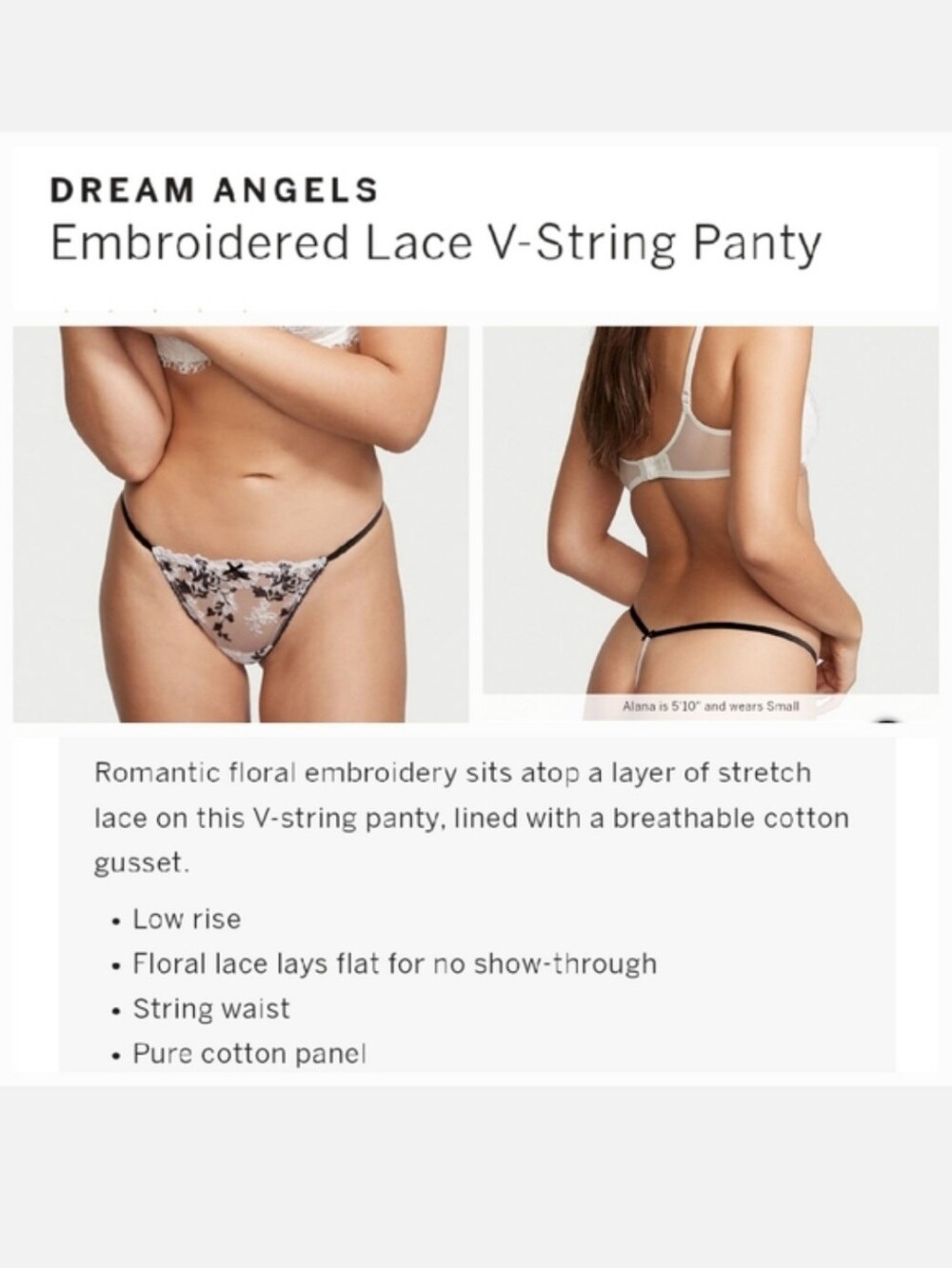 Victoria's secret dream Angel's embroidered lace v-string panty XLARGE